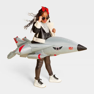 Kids' Fighter Jet Ride On Halloween Costume Inflatable Suits - Hyde and EEK! Boutique™ Gray One Size Fits Most | Target