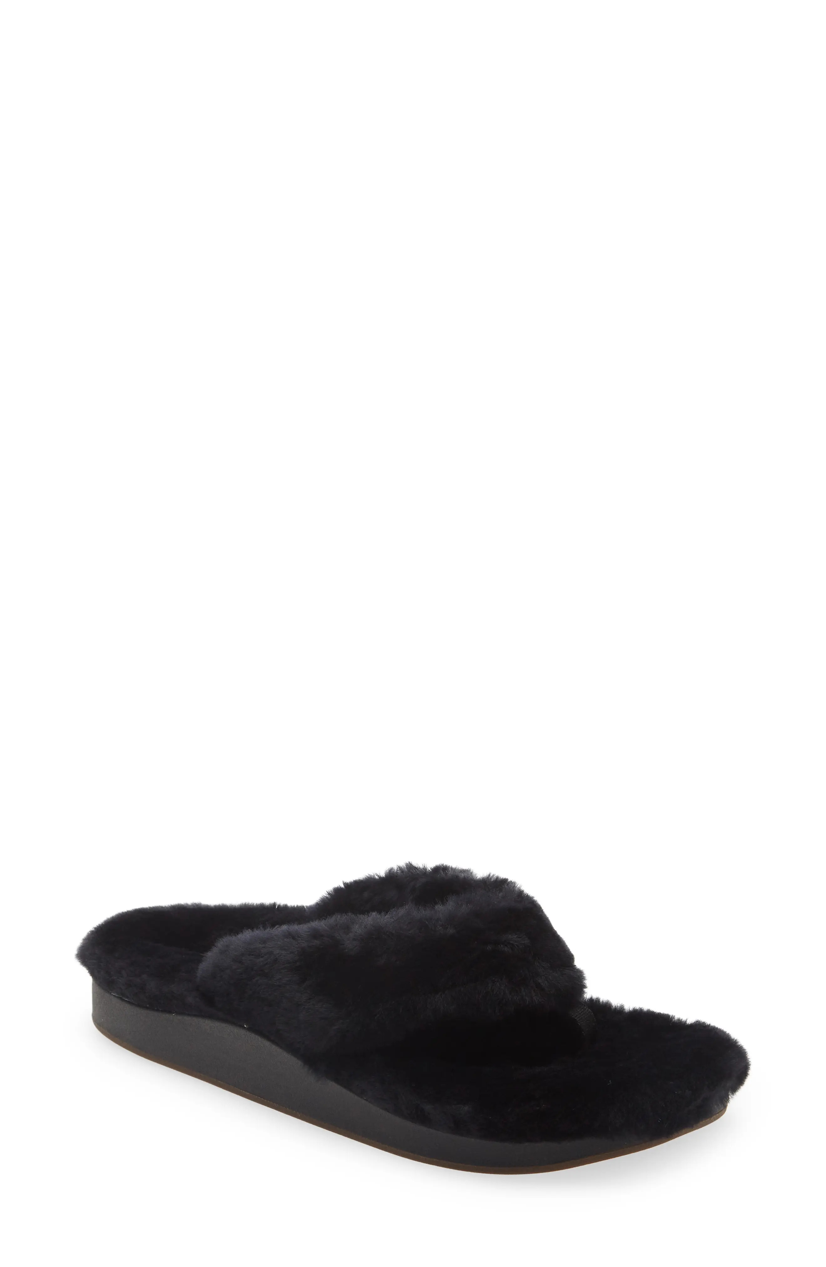 OluKai Kipea Heu Genuine Shearling Slide Sandal in Tan/Tan at Nordstrom, Size 11 | Nordstrom