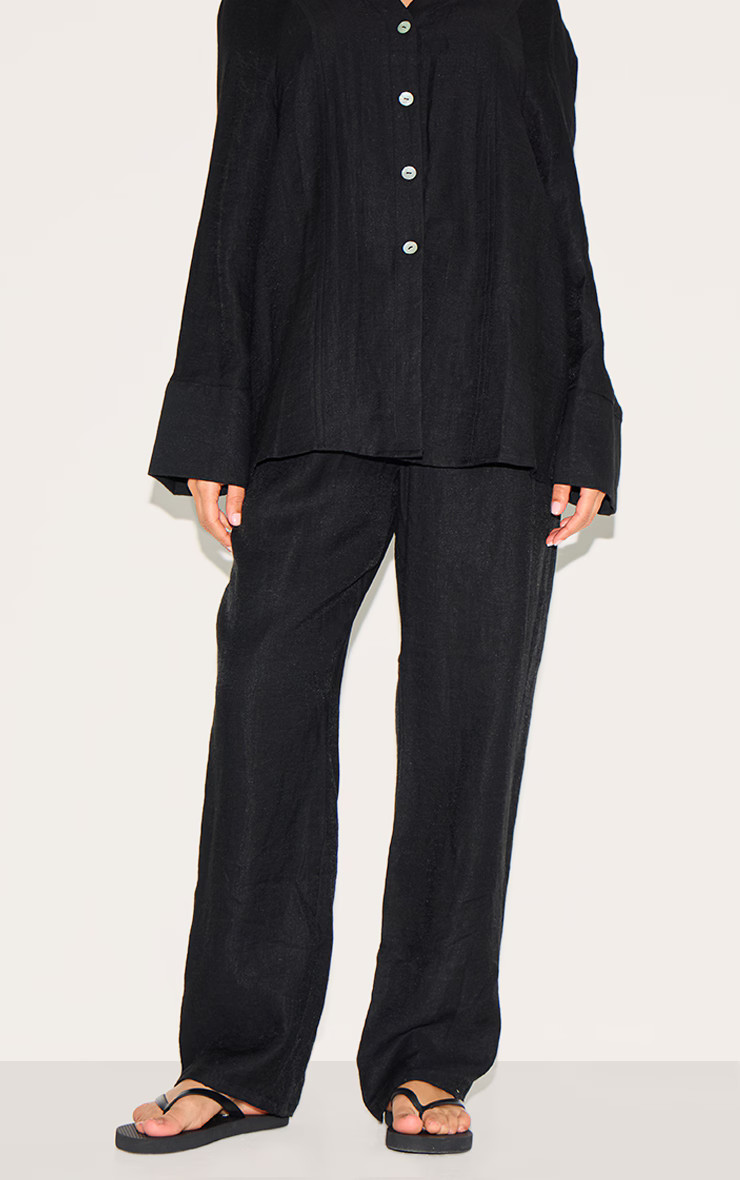 Petite Black Woven Wide Leg Trousers | PrettyLittleThing UK