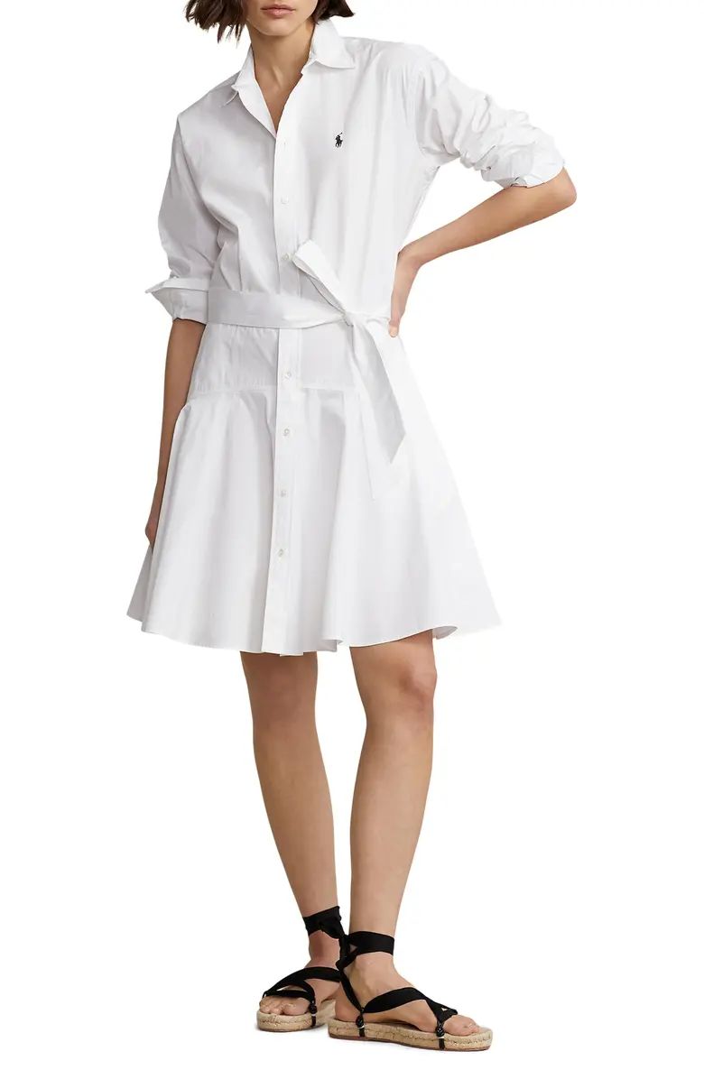 Long Sleeve Cotton Fit & Flare Shirtdress | Nordstrom