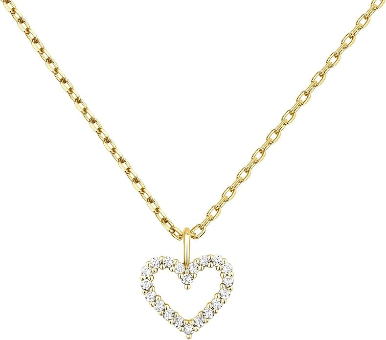PAVOI 14K Gold Plated Dainty Pendant Necklace | Heart, Dot, Halo, Butterfly Pendant | Layering Ne... | Amazon (US)