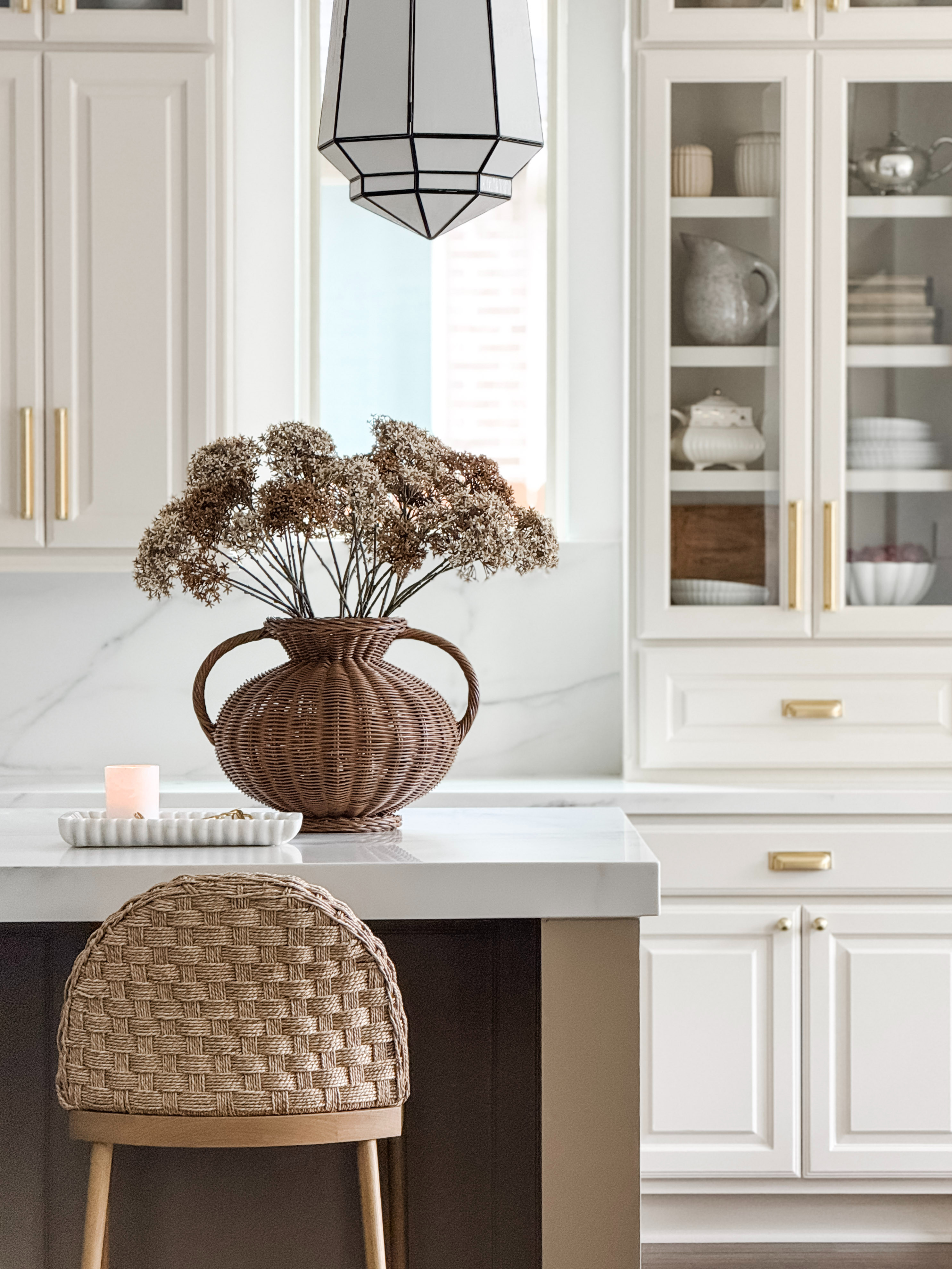 summer island / island styling / wicker vase / vintage floral / artificial wildflower / neutral kitchen / target home 

 #LTKSeasonal #LTKHome #LTKFindsUnder50