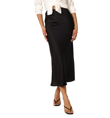 Petal & Pup Nellie Satin Midi Skirt - Black S | Amazon (US)