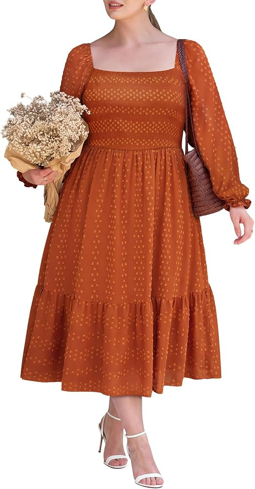 RITERA Plus Size Fall Dresses for Curvy Women Wedding Guest Boho Maxi Dress | Amazon (US)