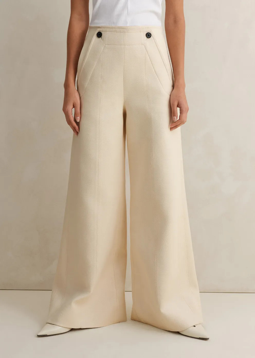 Cotton Herringbone Wide-Leg Pant | ME+EM US