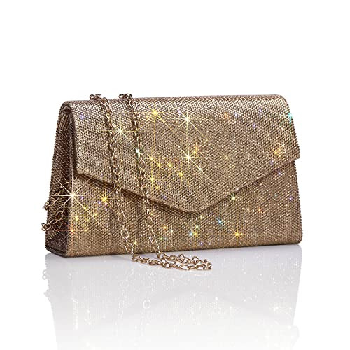 Women's Sparkly Evening Bags Glitter Rhinestone Clutch Purse for Party Prom Wedding (Gold) | Amazon (US)