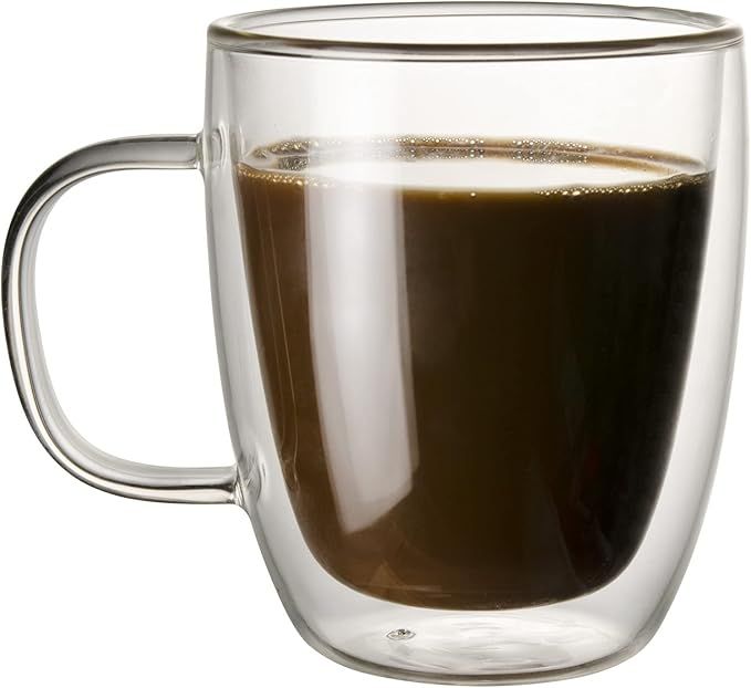 Amazon.com: Glass Coffee Mug, Double Wall Insulated Glass Cup 12 Oz Heat-resistant Clear Coffee M... | Amazon (US)