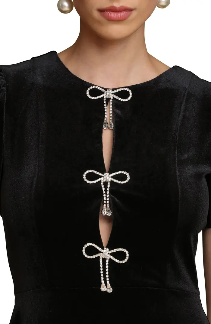 Embellished Bow Velvet Minidress | Nordstrom Rack