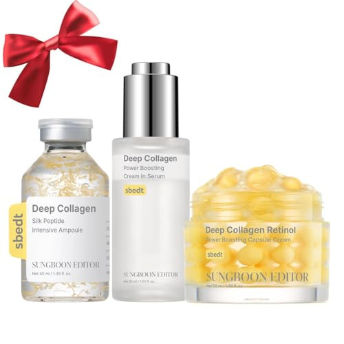 SUNGBOON EDITOR Intensive Collagen Care Trio | for Fine Lines, skin elasticity care, Dry Skin | Silk Peptide Intensive firm-looking-looking/Plump-looking Ampoule&Retinol Capsule Cream&Deep Collagen | Amazon (US)