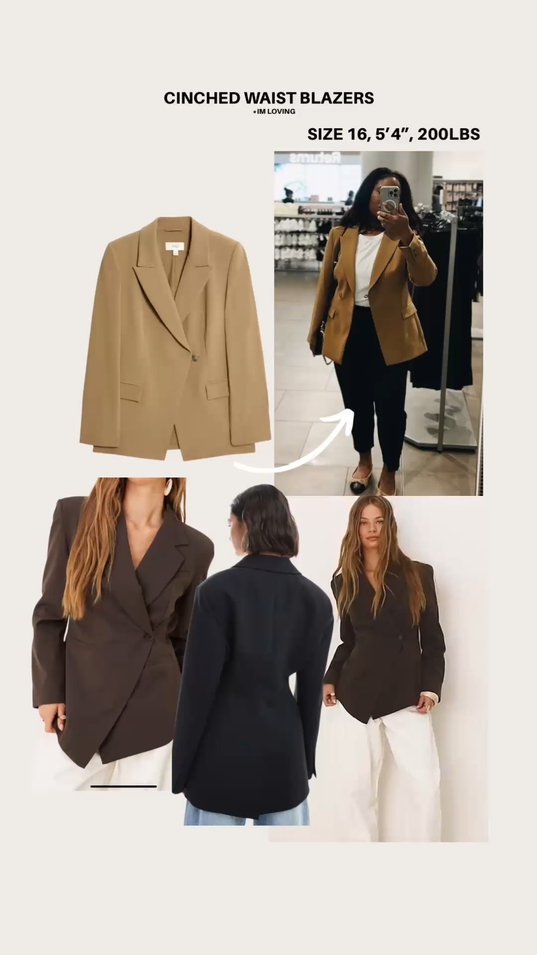 Cinched blazers, create structured yet soft tailoring to an outfit. It’s a staple for every wardrobe.

I’m wearing a size 16 in the M&S blazer, if you like the asos blazers, I would recommend sizing up, if you’re busty.




Cinched blazers, waist cinched blazer, fitted blazer, shaped blazer, belted blazer #LTKFind

#LTKautumn #LTKuk #LTKmidsize