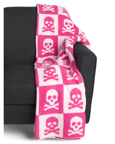 Oversized Skull Feather Knit Throw | TJ Maxx