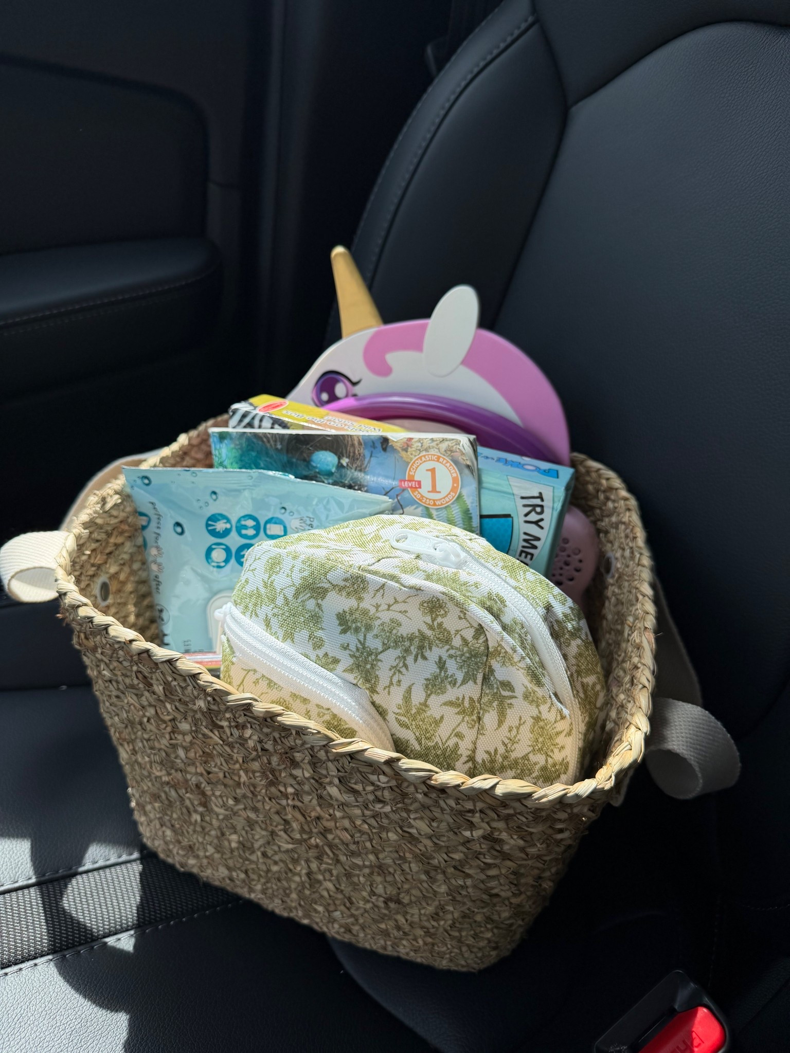 My new mom car basket! 

Love this one with handles the perfect size. I keep wipes, hand sanitizer, and a few car activities in here. Helps keep the car cleaned/things contained! ✨ 

#LTKKids #LTKmomlife