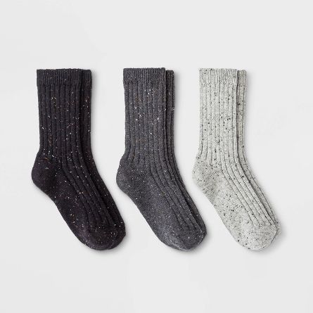 Women's Fine Ribbed Nep 3pk Crew Socks - Universal Thread™ | Target