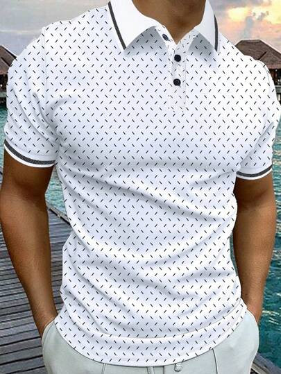 Manfinity Homme Men's Printed Short Sleeve Polo Shirt | SHEIN