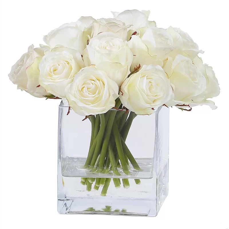 Roses Floral Arrangements in Vase | Wayfair North America