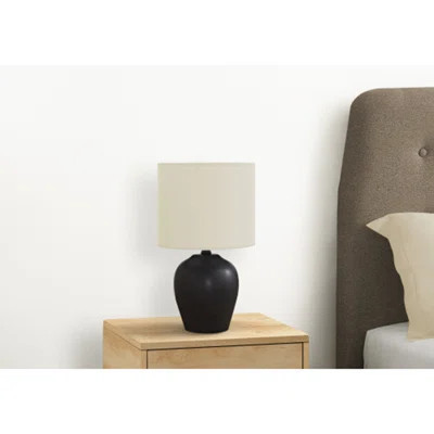 17" Transitional Black Ceramic Table Lamp with Ivory/Cream Shade for Timeless Elegance | Wayfair North America