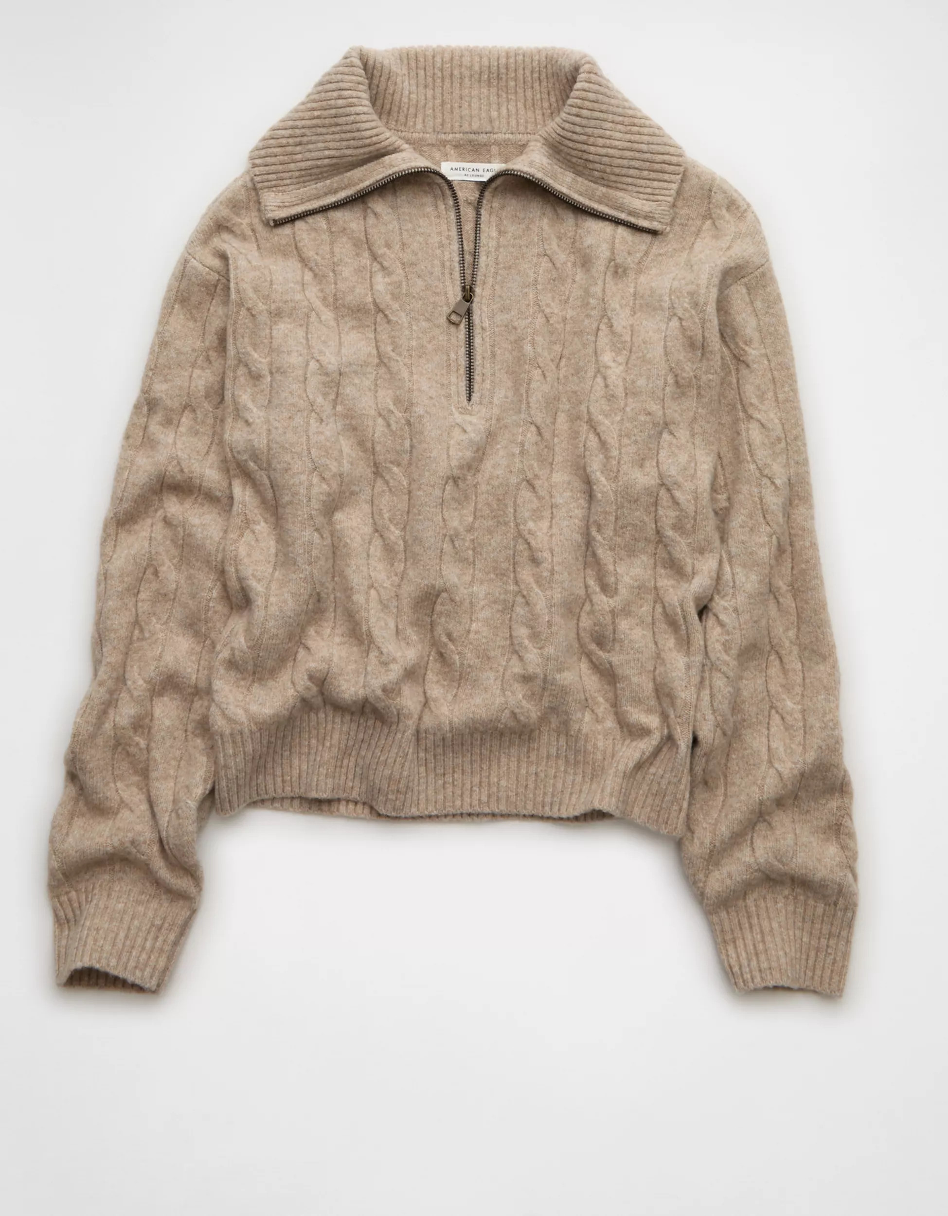 AE Cable-Knit Quarter-Zip Sweater | American Eagle Outfitters (US & CA)