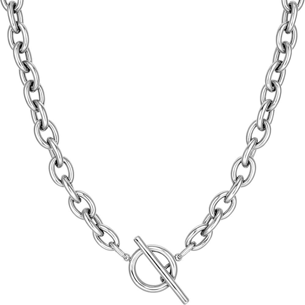 TEN MIRO 18k Gold Plated Plated Chunky Gold Plated Necklace for Women Sweatproof, Non Tarnish Chu... | Amazon (US)