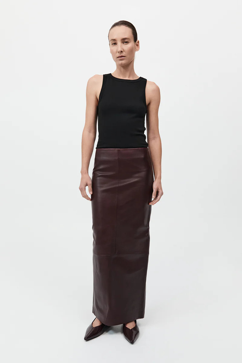 Leather Column Skirt - Bordeaux | St. Agni (US, UK, EU)