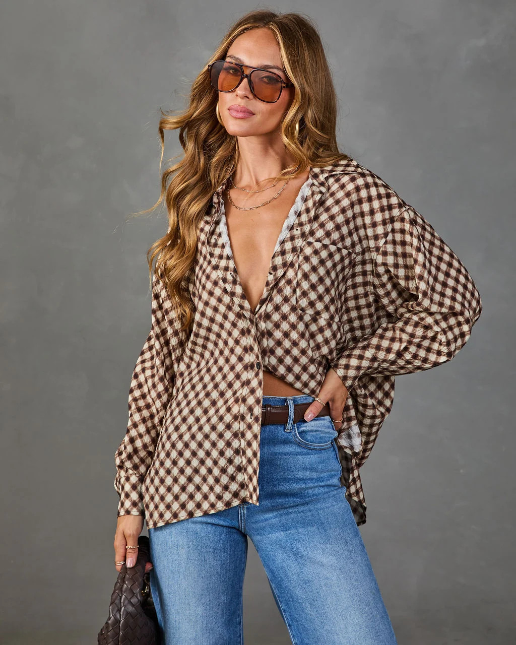 Good Call Plaid Button Down Blouse | VICI