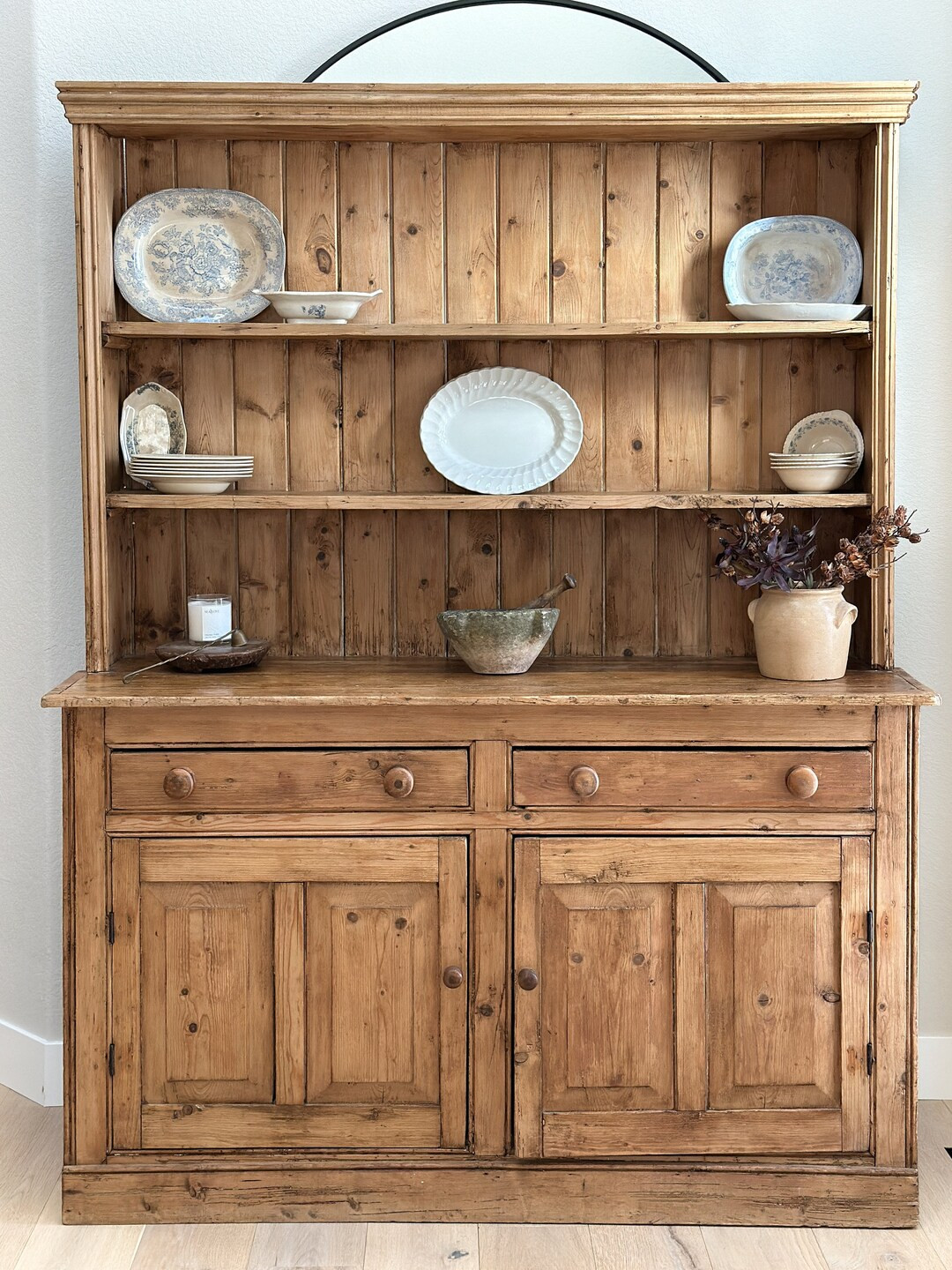 Antique English Pine Step-back Hutch - Etsy | Etsy (US)