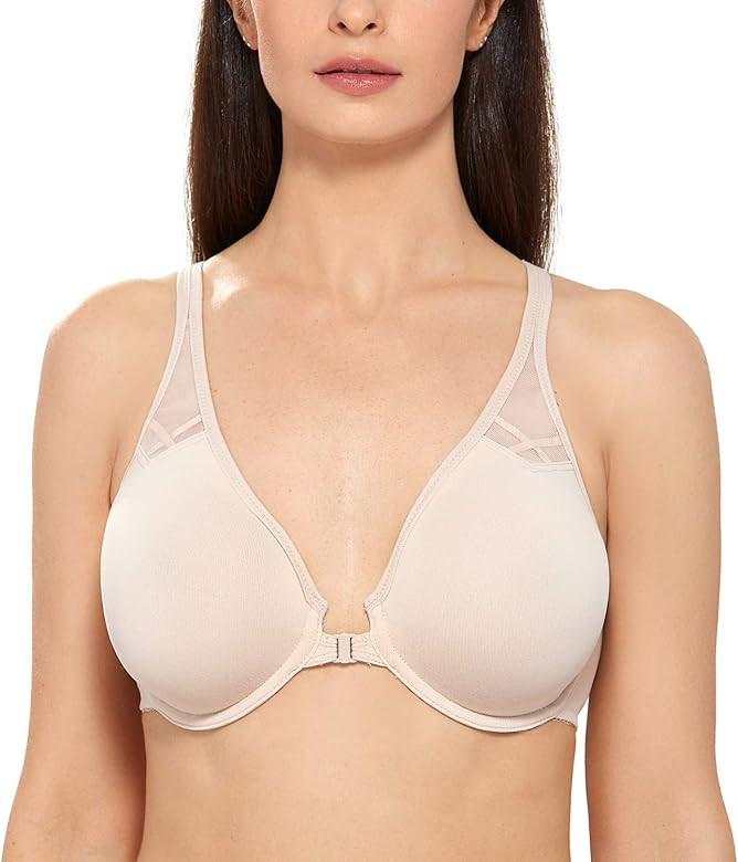 DELIMIRA Women's Racerback Front Closure Plus Size Seamless Comfort Underwire Bra | Amazon (US)