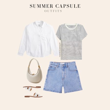 Summer Capsule Styled outfit 
Jean shorts are TTS
tee I sized up to a medium - it has a more fitted fit 
Shirt is oversized and I wear a size small

#LTKFindsUnder100 #LTKSeasonal #LTKStyleTip