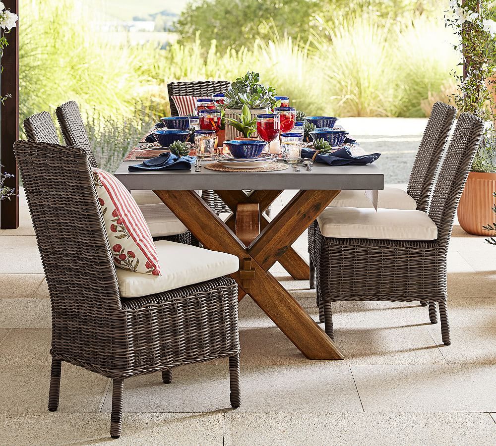 Abbott Indoor/Outdoor 84" Concrete & FSC® Acacia Dining Table | Pottery Barn (US)