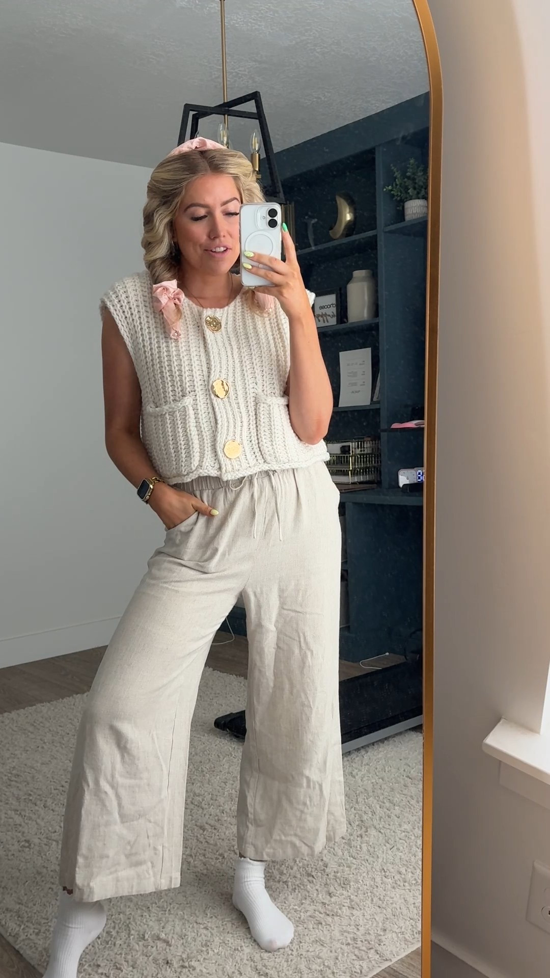 just being real!!! this top is a fav I wear so much!! Top and pants are true to size — wearing M in both 

| spring outfit | spring top | spring pants 

#LTKWorkwear #LTKSeasonal #LTKFindsUnder100