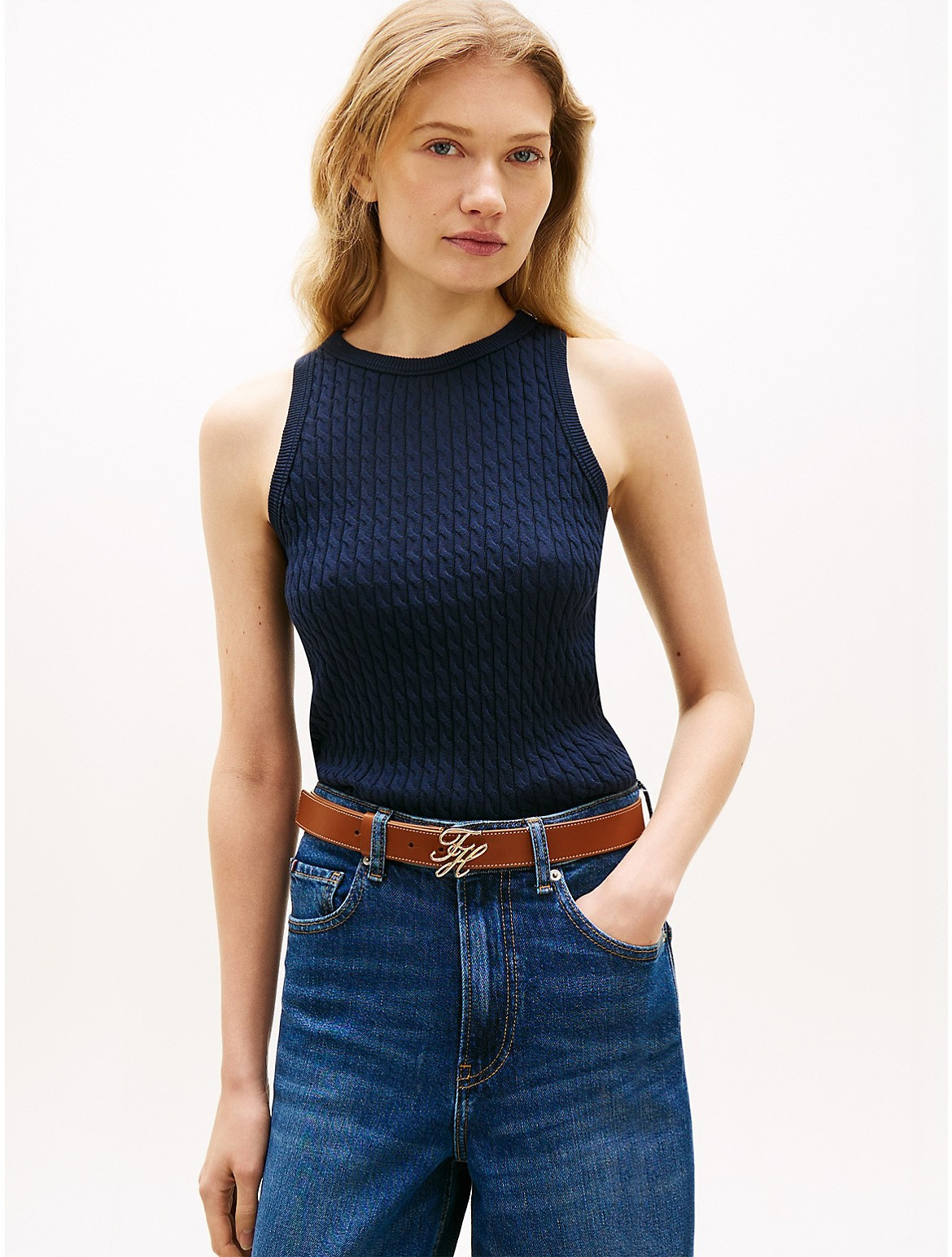 Tommy Hilfiger Women's Cable Knit Sweater Tank - Navy - S | Tommy Hilfiger (US)