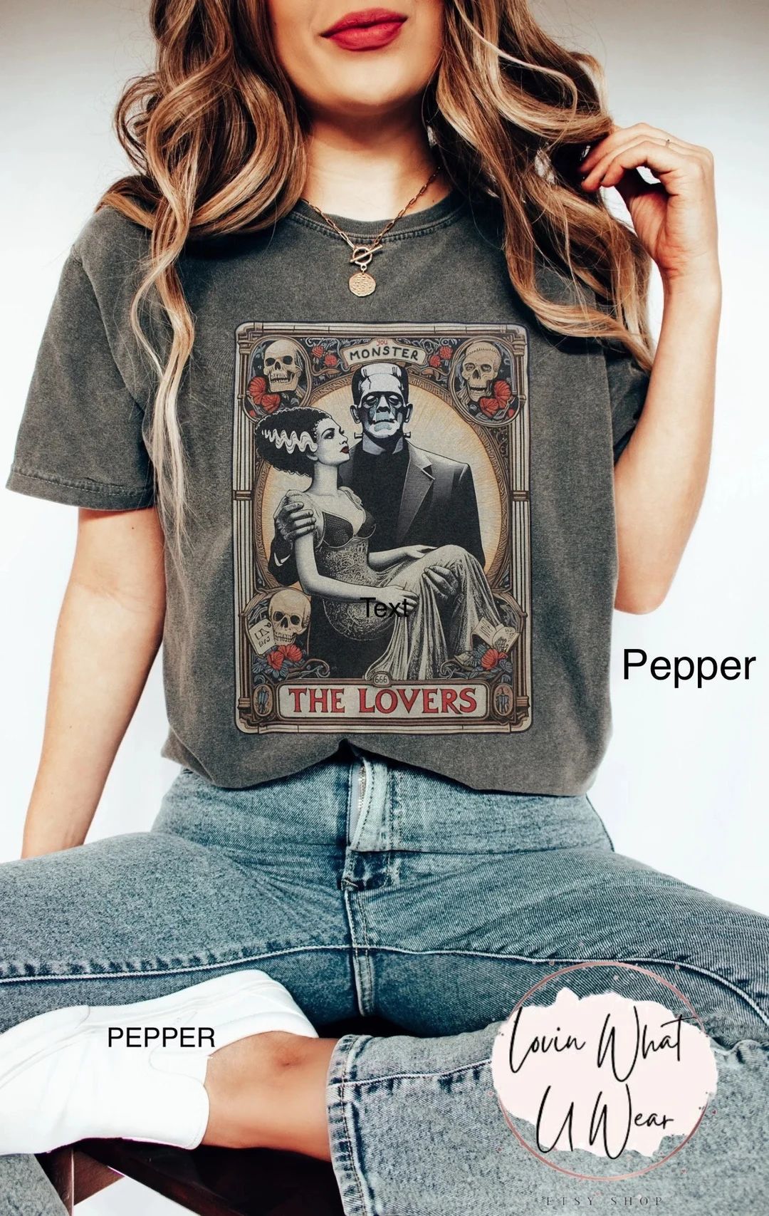 Comfort Colors Retro Halloween Shirt the Lovers Tarot Card T-shirt Vintage Horror Movie Tshirt Br... | Etsy (US)