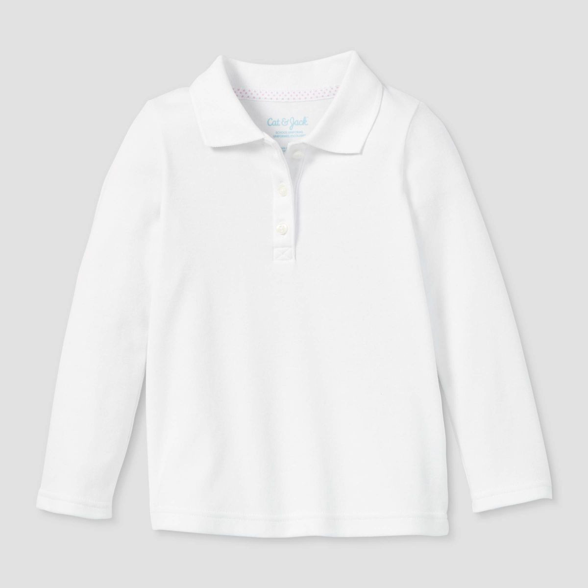 Toddler Girls' Long Sleeve Interlock Uniform Polo Shirt - Cat & Jack™ White 5T | Target