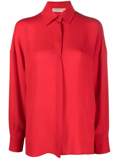 Valentino high-low Panel Shirt - Farfetch | Farfetch Global
