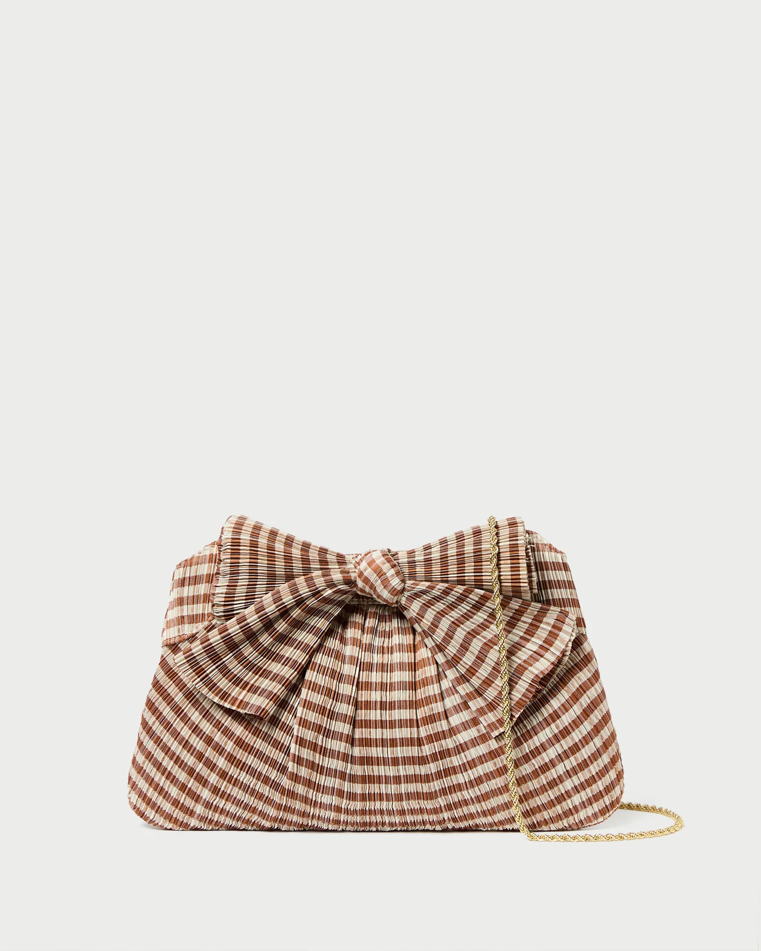 Rayne Brown Gingham Bow Clutch | Loeffler Randall
