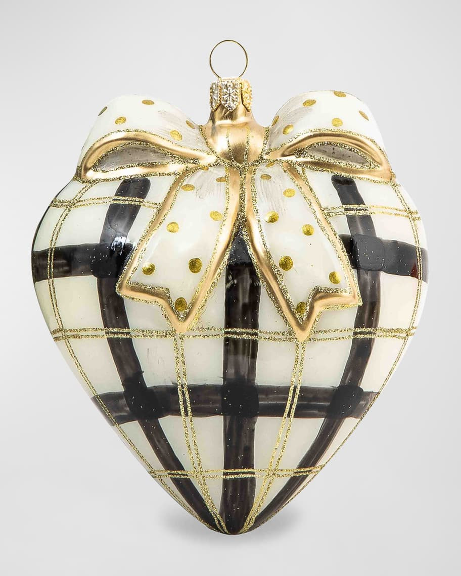 MacKenzie-Childs Glam Up Plaid Heart Christmas Ornament | Neiman Marcus