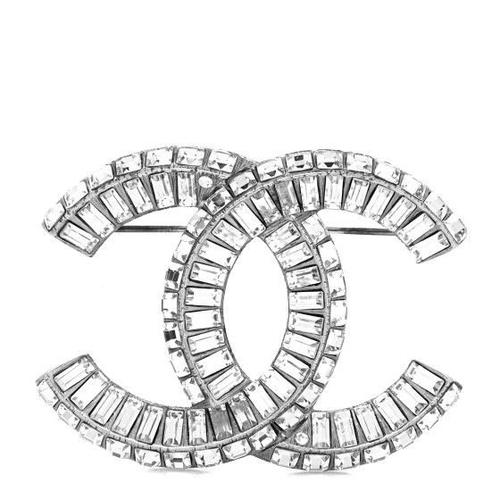 CHANEL Baguette Crystal CC Brooch Silver | FASHIONPHILE (US)