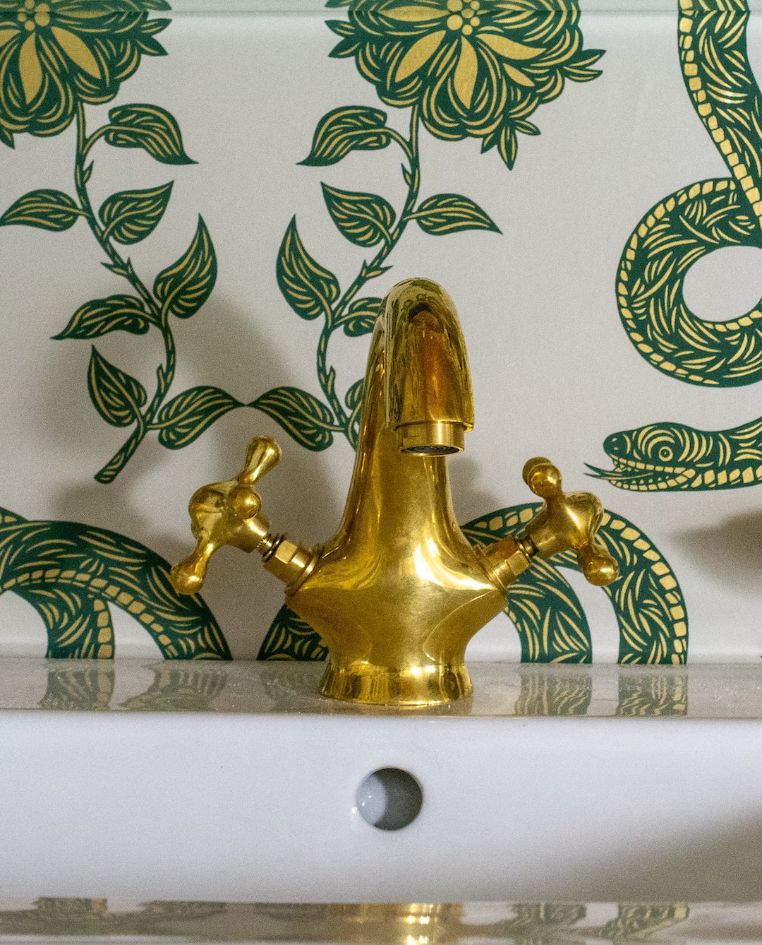 Single-hole Unlacquered Brass Bathroom Sink Vanity Faucet With Double Simple Cross Handles - Etsy | Etsy (US)