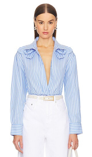 Flor Button Down in Blue Stripe | Revolve Clothing (Global)