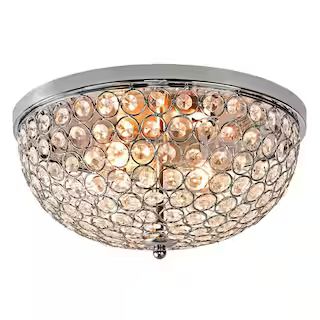 Juliard 13 in. 2-Light Chrome and Crystal Flush Mount | The Home Depot
