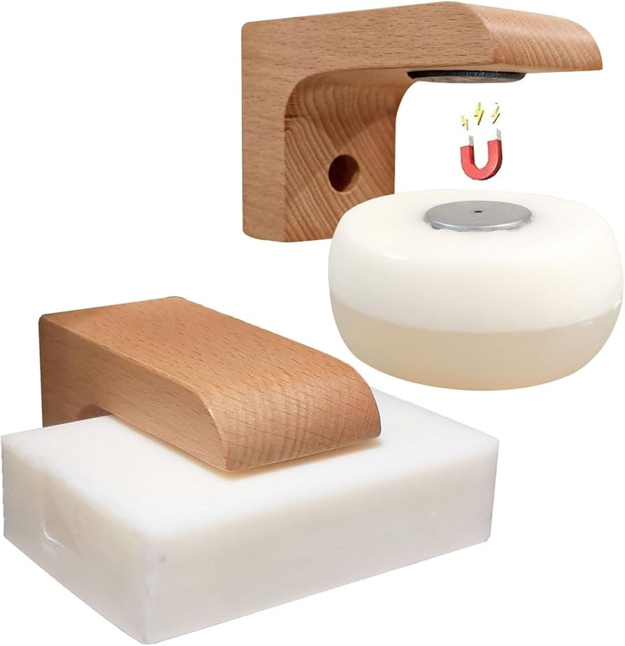 2sets Wood Magnetic Bar Soap Holder for Shower Wall,Magnet Air Dry Soap Saver Self Draining, Eco-... | Amazon (US)