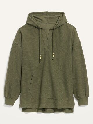 Oversized Lightweight V-Neck Tunic Hoodie for Women | Old Navy (US)