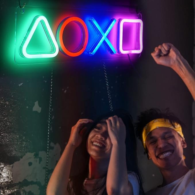 Neon Sign Playstation Light for Bedroom Wall Decor USB Powered with Switch Personalized Icon Gami... | Amazon (US)