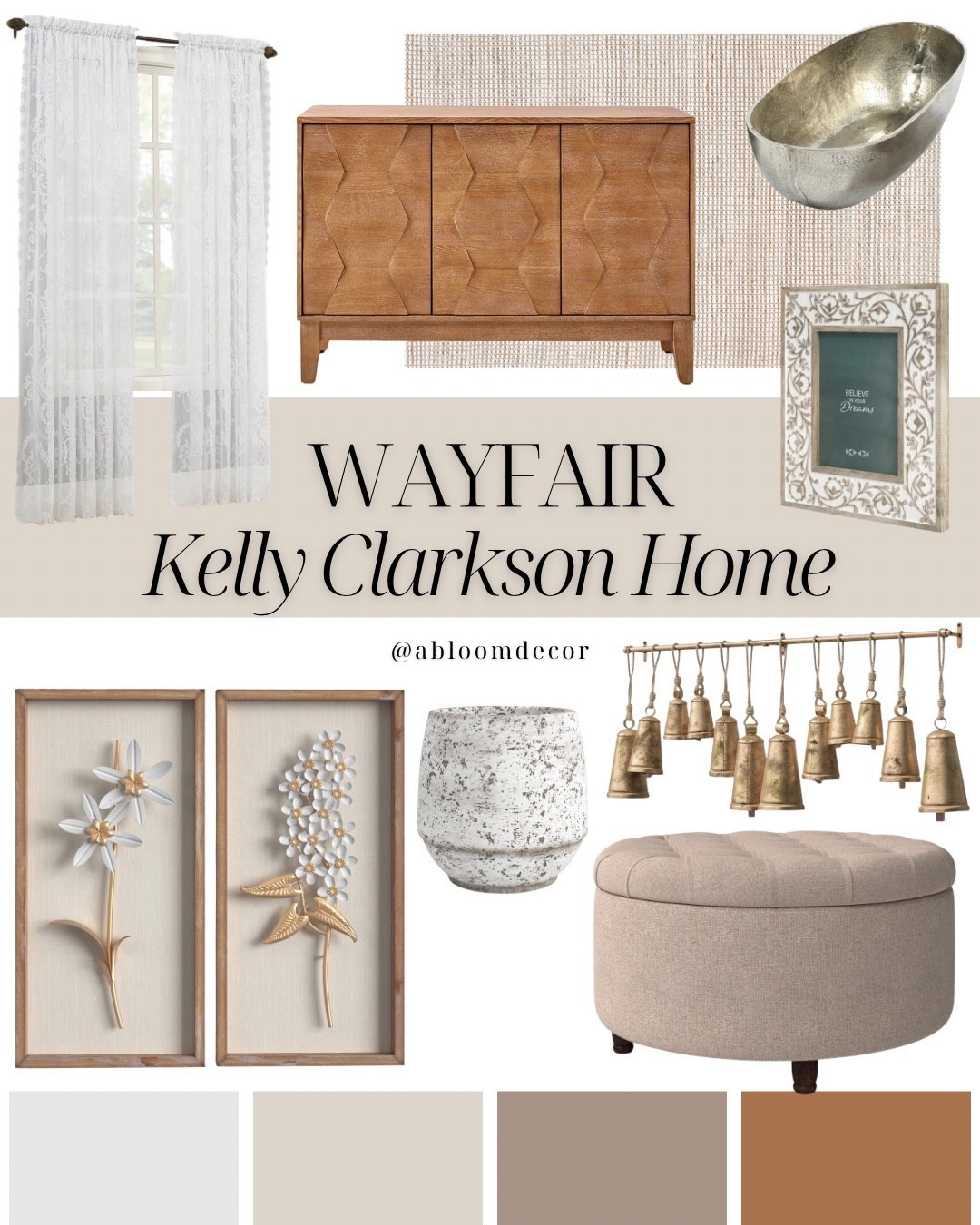 I’m loving these gorgeous finds from the Kelly Clarkson Home Collection at Wayfair 😍✨ From the tufted ottoman to the chic wood sideboard, every piece feels unique. If you love mixing modern farmhouse decor, neutral home accents, rustic charm, and elegant details, this collection has so many beautiful options .

#LTKHome