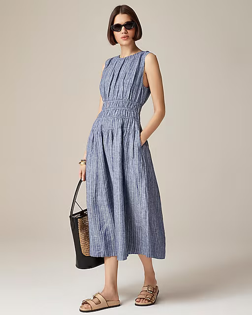 Hyacinth dress in striped linen | J. Crew US