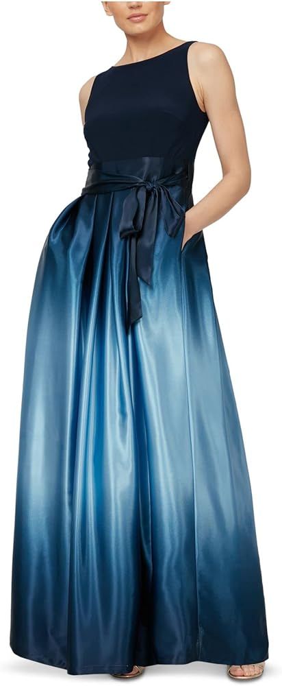 S.L. Fashions Women's Long Satin Ombre Party Dress with Pockets (Missy and Petite) | Amazon (US)