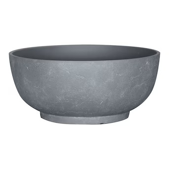 allen + roth 13.35-in W x 6.1-in H Gray Resin Contemporary/Modern Indoor/Outdoor Low Bowl Planter | Lowe's