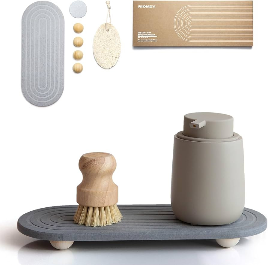Instant Dry Sink Caddy Organizer – Water Absorbing Stone Tray for Kitchen Bathroom Countertop, ... | Amazon (US)