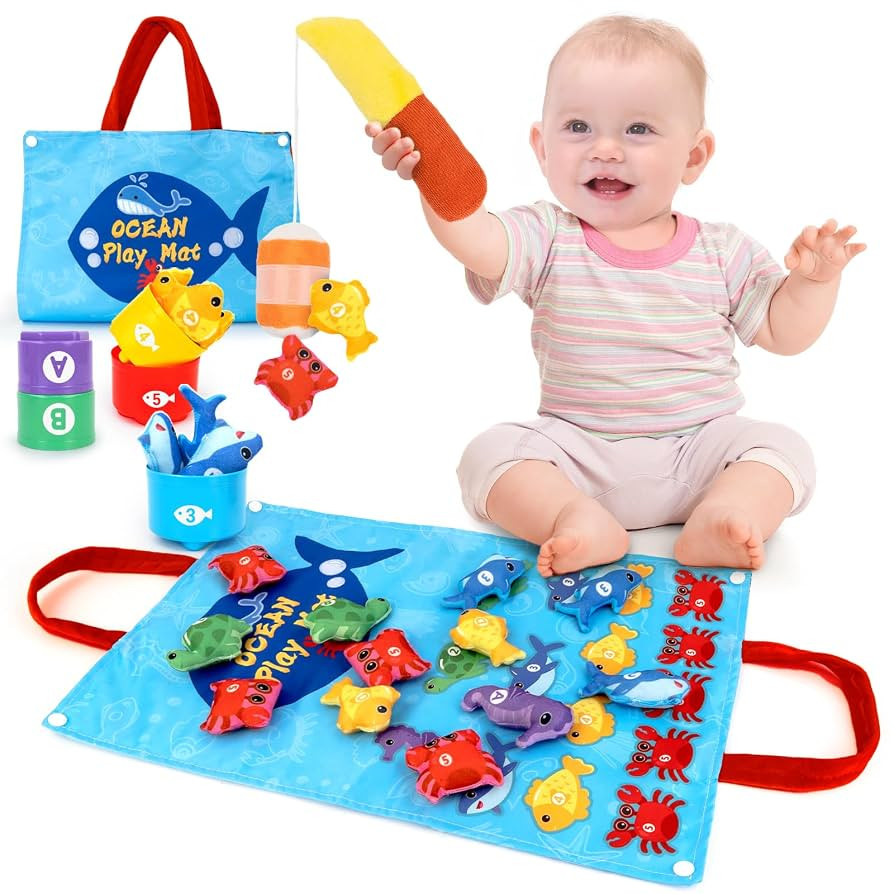 Toddler Toy Montessori Toys for 1 Year Old Boy Girl Birthday Gifts, Cloth Fishing Game for Toddle... | Amazon (US)