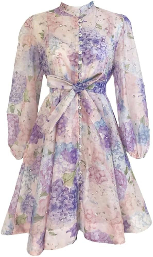 Solid Single Breasted A Line Dresses Knee Length Dress | Amazon (US)