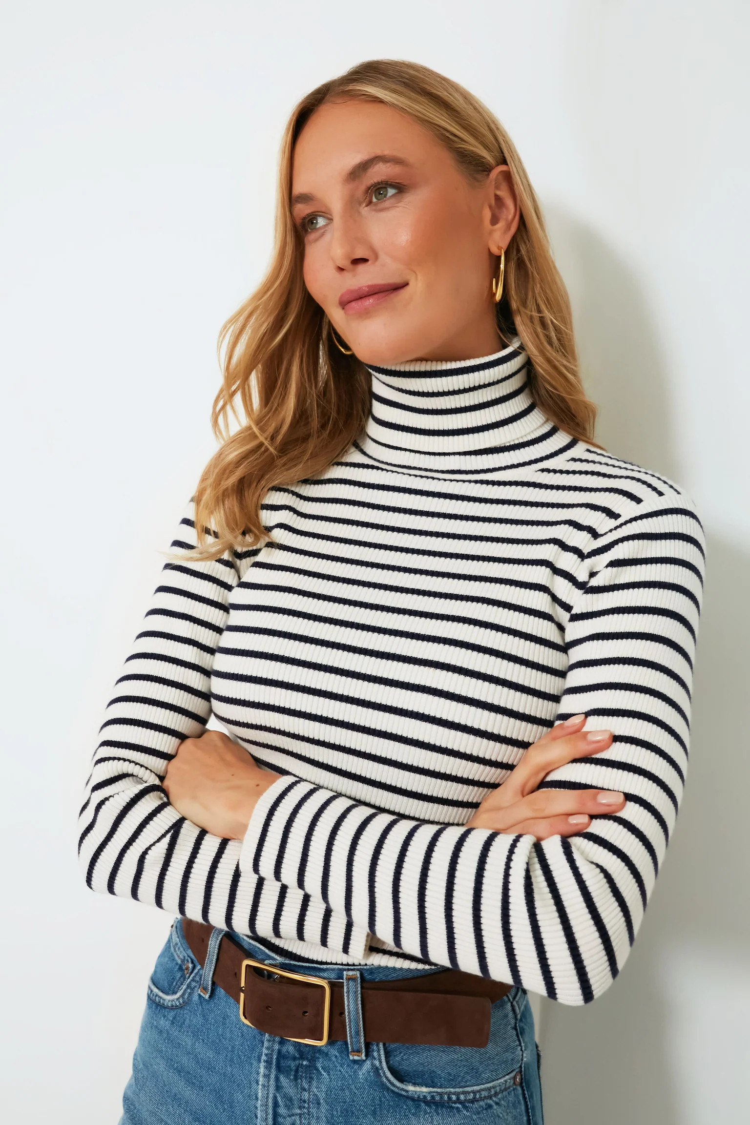 Navy Stripe Arlo Ribbed Turtleneck | Tuckernuck (US)